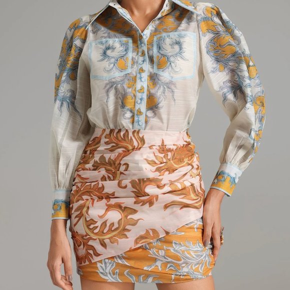Elegant Printed Blouse & Skirt Set – Luxe & Chic Zimmerman Inspired - Picture 3 of 7